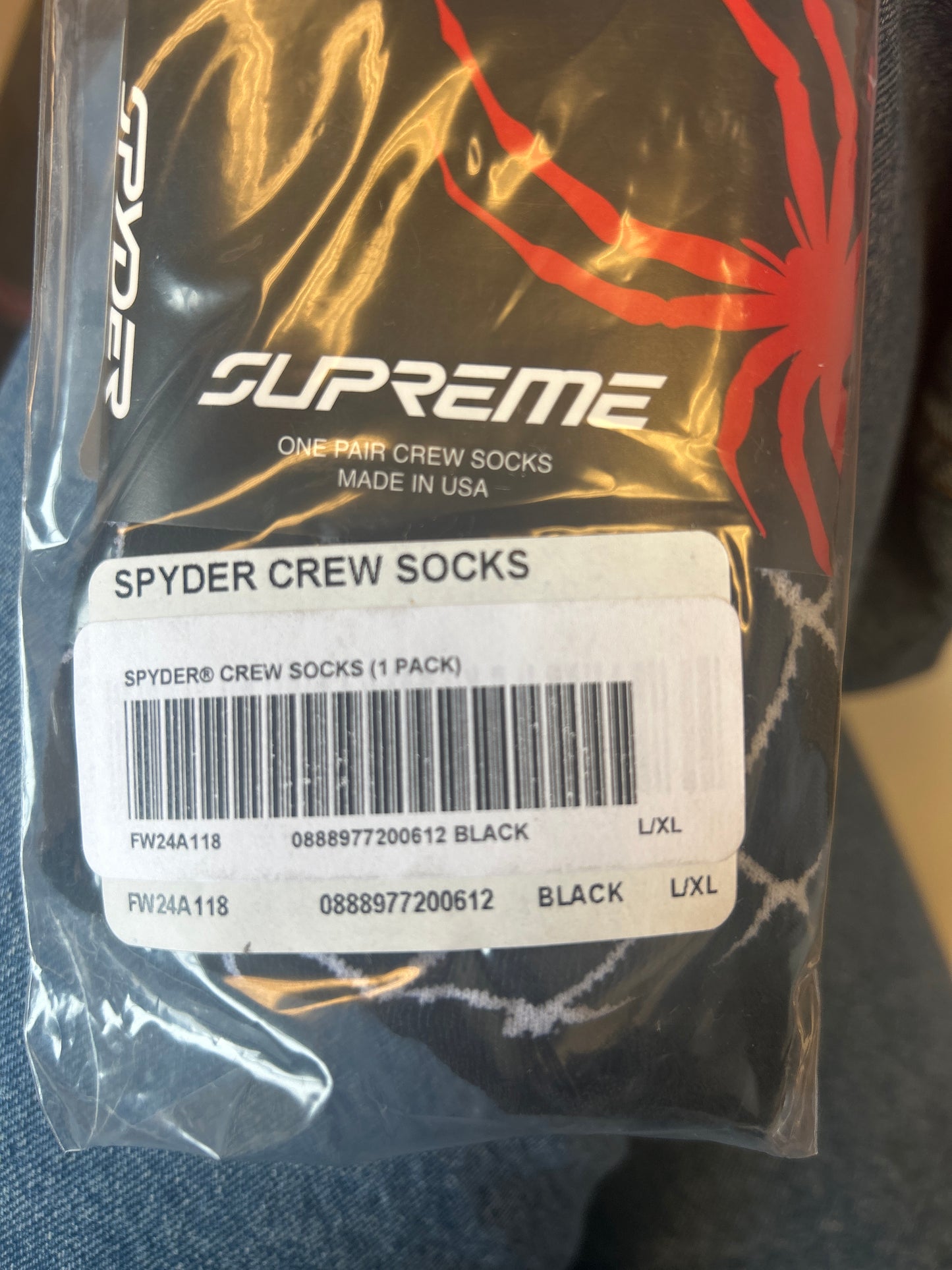 Supreme X Spyder Crew Socks SIZE L/XL