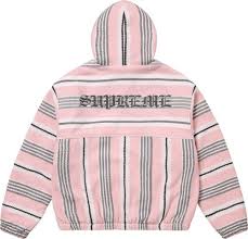 Supreme Woven Stripe Hooded Jacket - Pink
