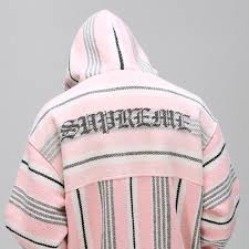 Baja Woven Stripe Hooded Jacket Pink Size XL