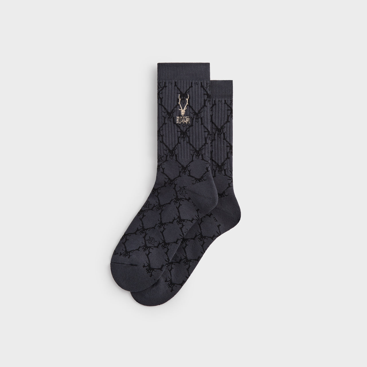 Kith S2W8 Monogram Jacquard Crew Socks Black