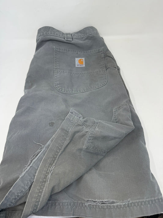 Carhartt Gray Carpenter Shorts With Rip W40