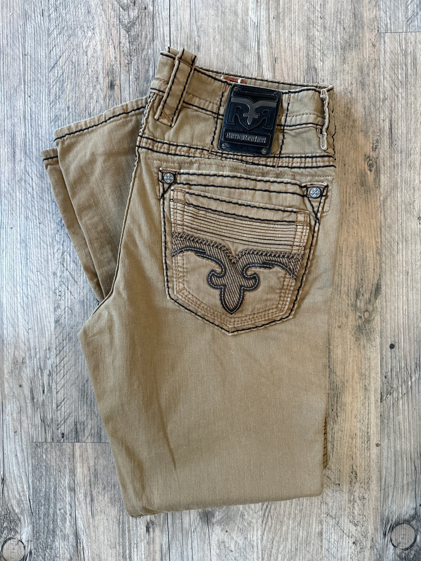 Rock Revival RR Brown  Ribbed Jeans 34W