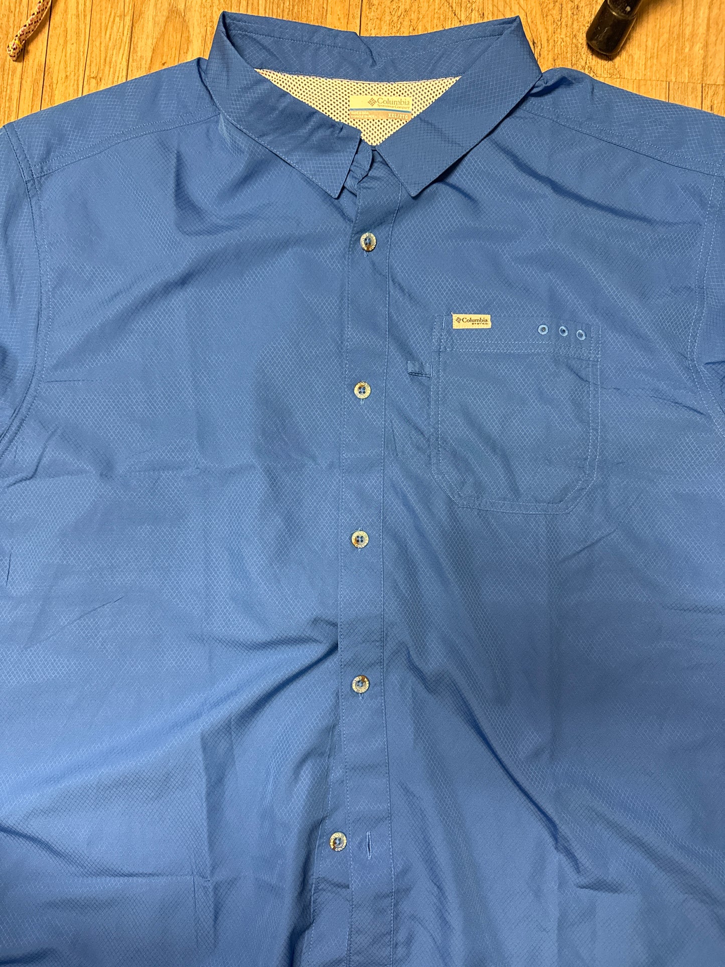 Columbia SS Blue Button Up Sz XXL