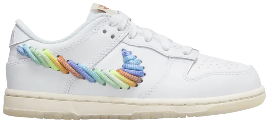 Nike Dunk Low SE Rainbow Lace Swoosh White (GS)