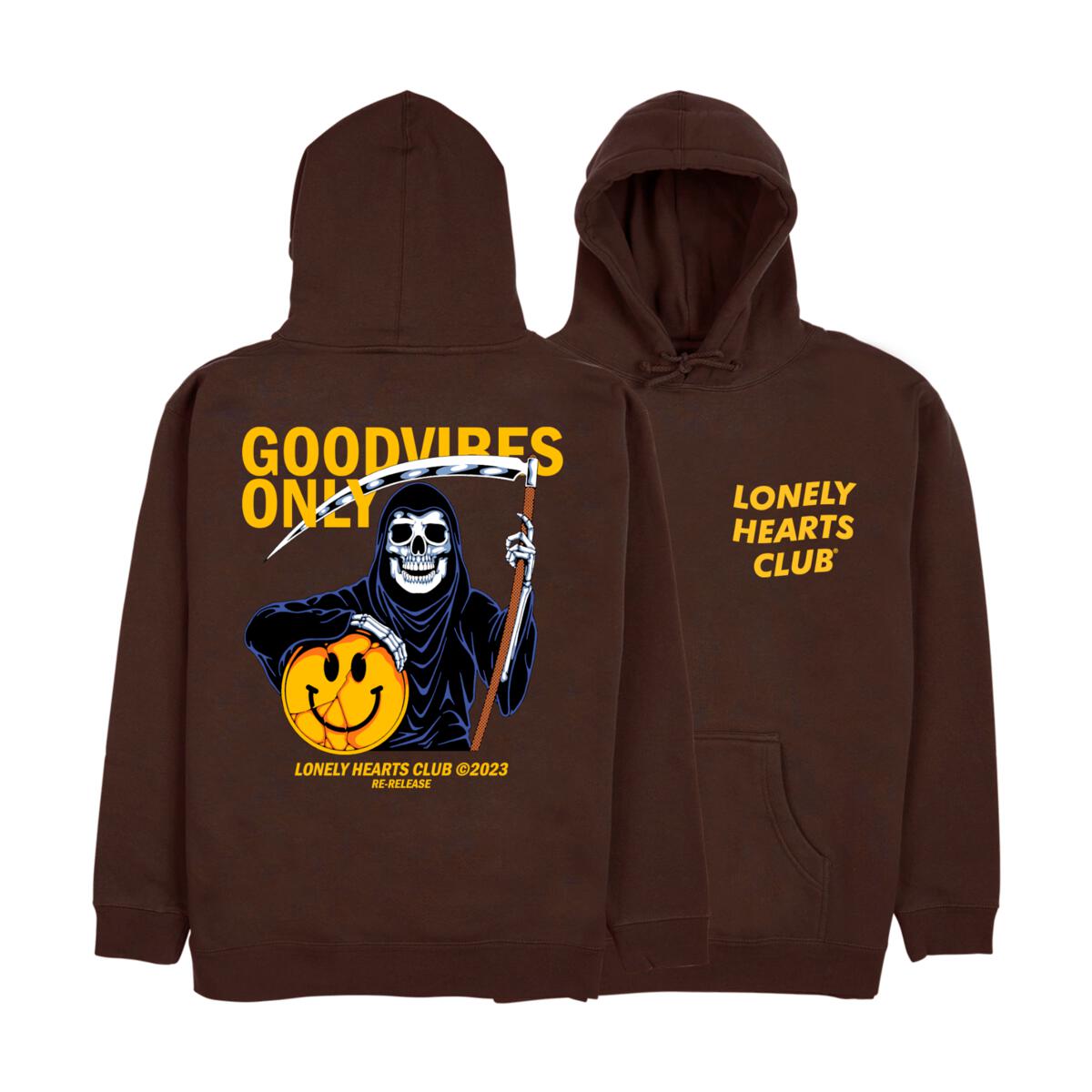 Lonely Hearts Club 'Good Vibes Only' Hoodie Brown