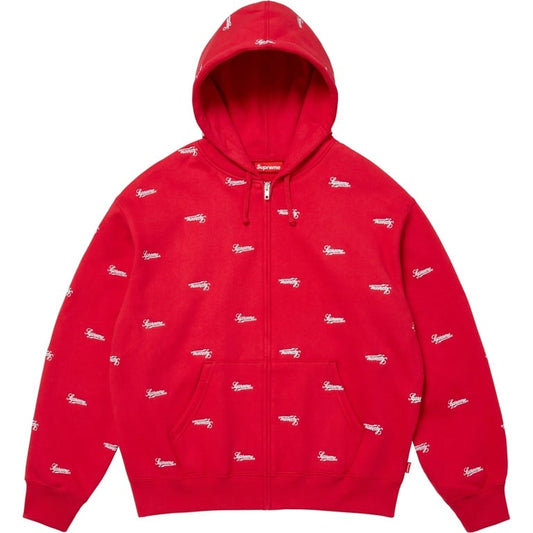 Repeat Script Zip Up Hooded Sweatshirt