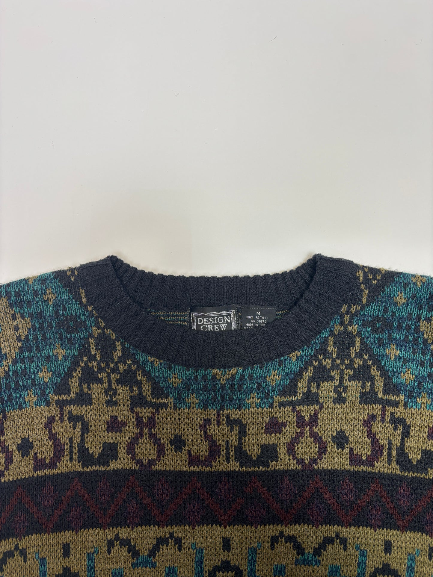 Colorful Design Crew Knit Sweater