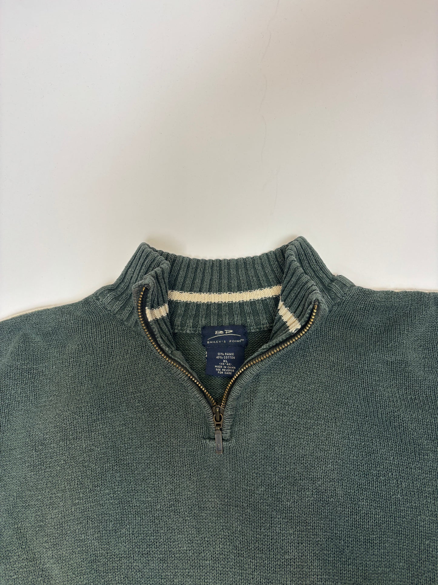 Green Baileys Point Knit Quarter Zip