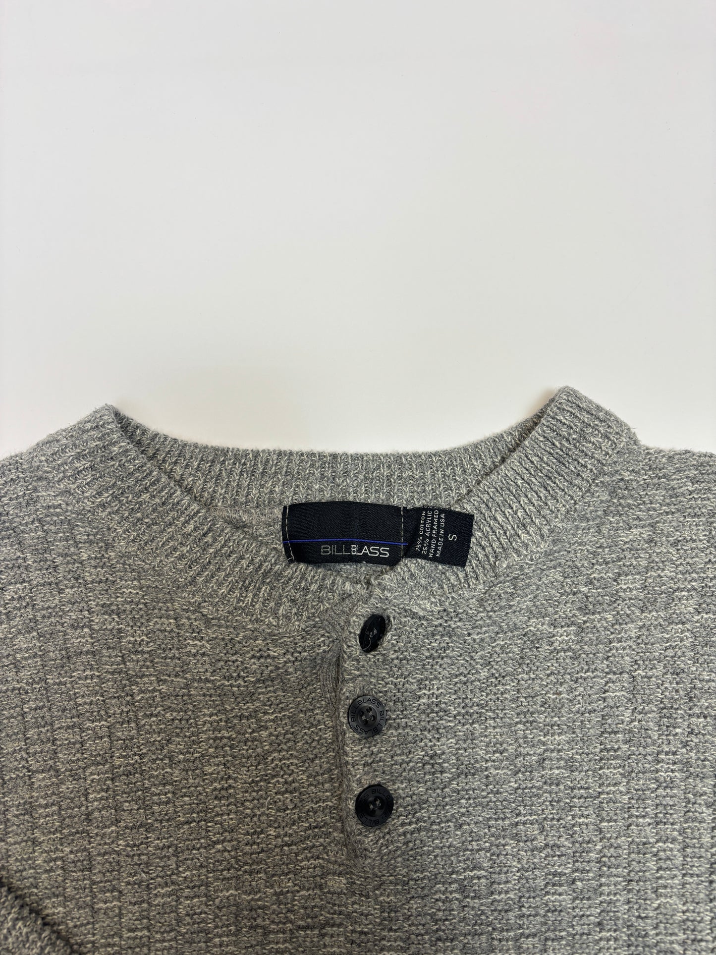 Grey Bill Blass Knit Quarter Button Up