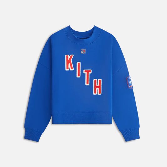 Kith Kids for the New York Rangers Skewed Nelson Crewneck