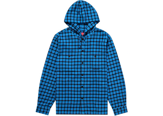 Supreme Mini Plaid Hooded Shirt Blue