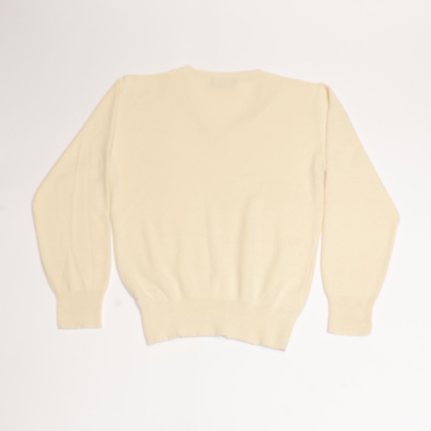 Creamy Puritan V Neck Knit Sweater