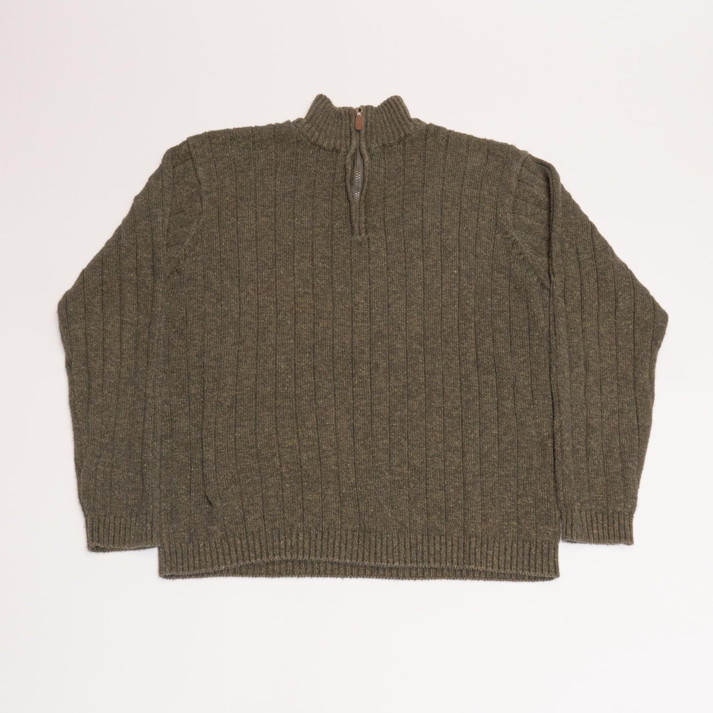 Green Oscar De La Renta Knit Quarter Zip