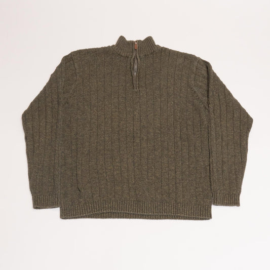 Green Oscar De La Renta Knit Quarter Zip