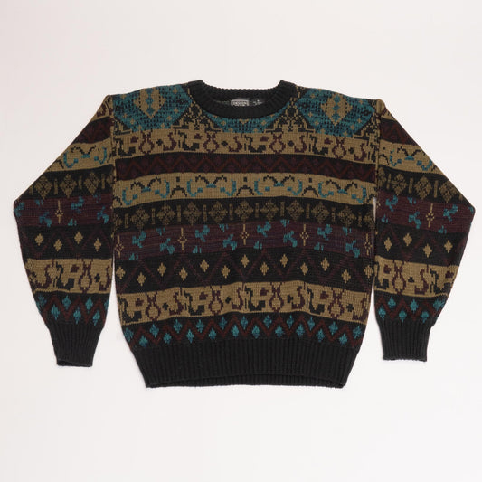 Colorful Design Crew Knit Sweater