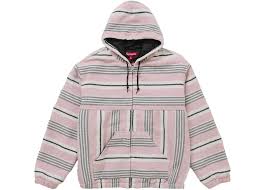 Supreme Woven Stripe Hooded Jacket - Pink