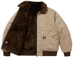 Supreme Dickies Reversible Quilted Faux Fur Work Jacket - Tan