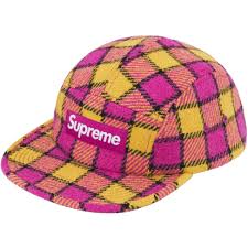 Supreme Harris Tweed Camp Cap "Pink Plaid"