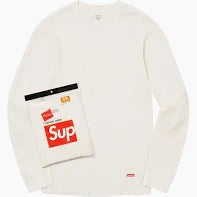 Supreme x Hanes Thermal Crew - Off white