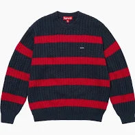 Supreme Loose Guage Stripe Small Box Sweater - Navy/Red