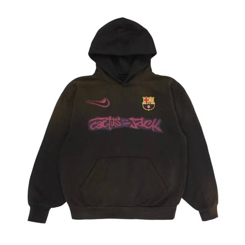 Travis Scott x Nike x FC Barcelona Spray Logo Hoodie - Black