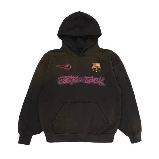 Travis Scott x Nike x FC Barcelona Spray Logo Hoodie - Black